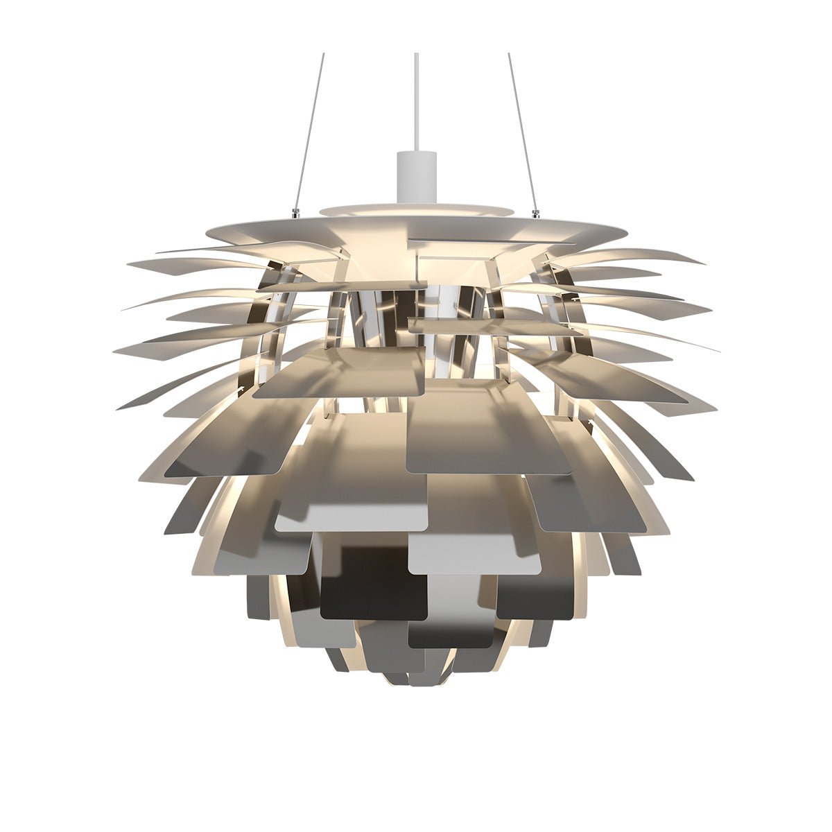 Suspension PH Artichoke - 28.3" Acier inoxydable poli DEL 2700°K (Dim 0 - 10V) by Louis Poulsen | Luminaires & cie