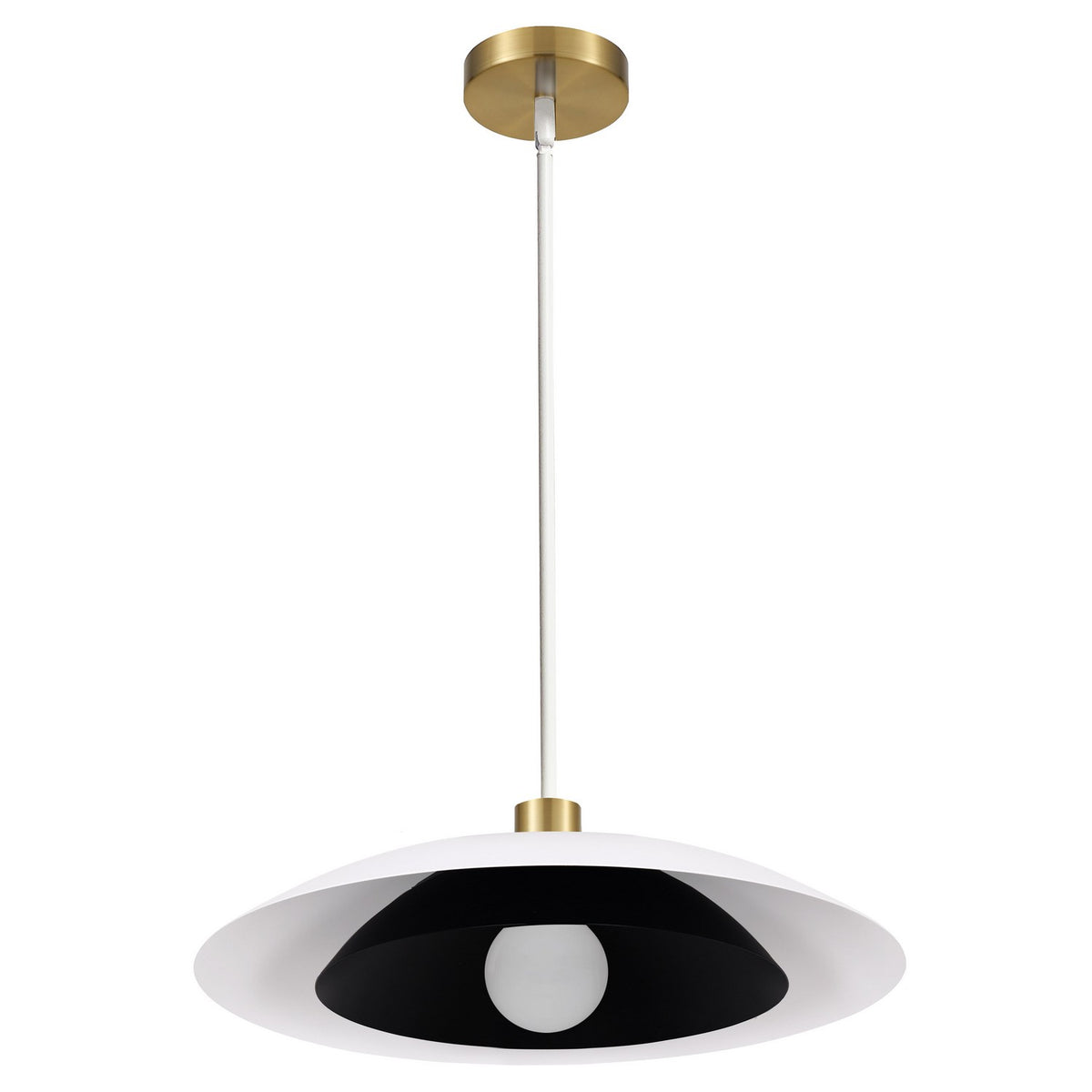 Suspension Pima Blanc mat & Noir mat / Laiton vieilli – Dainolite