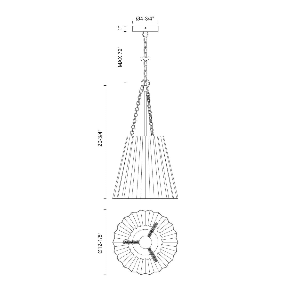 Suspension Plisse - Or vieilli 12 1/8" by Alora Lighting | Luminaires & cie