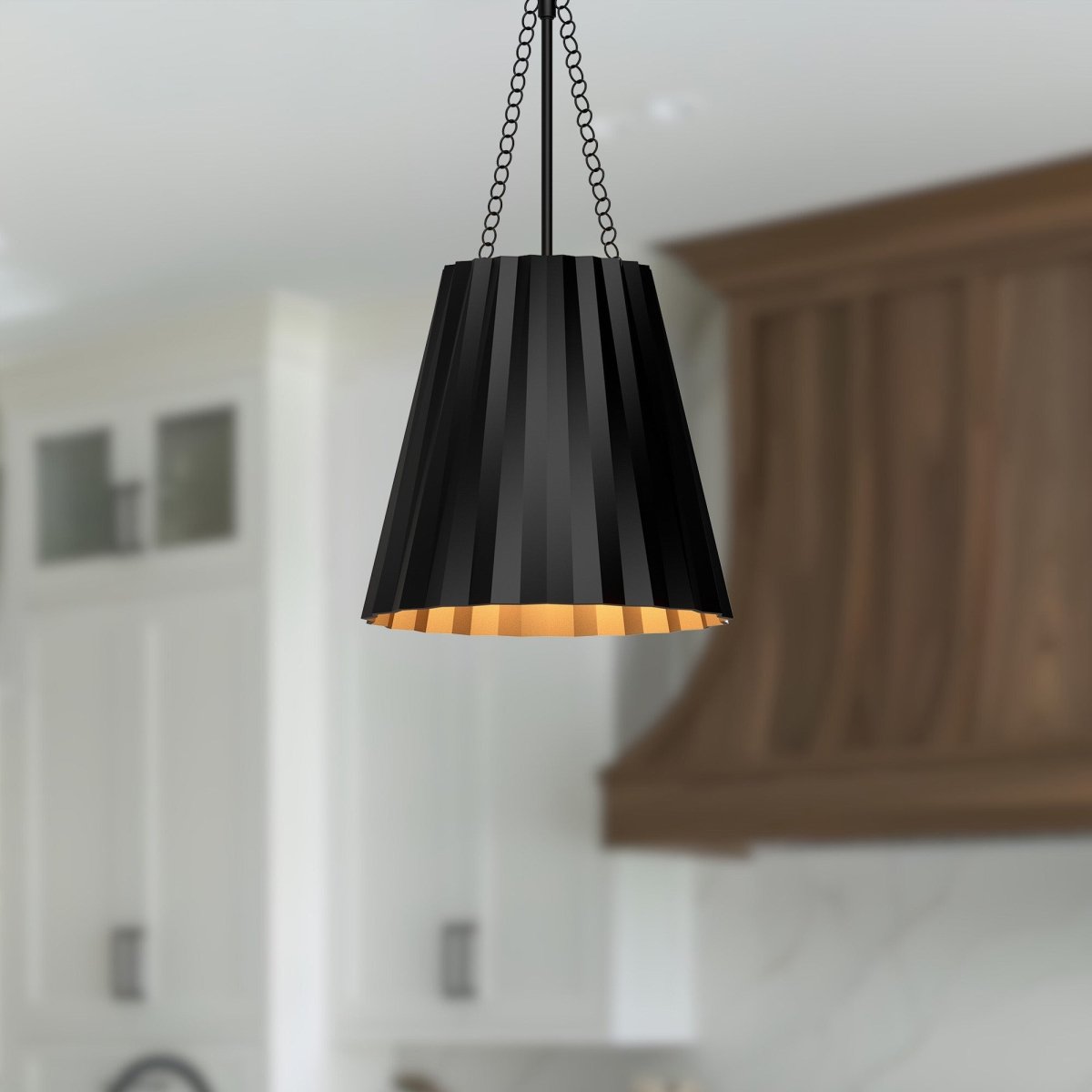 Suspension Plisse - Noir mat 12 1/8" by Alora Lighting | Luminaires & cie