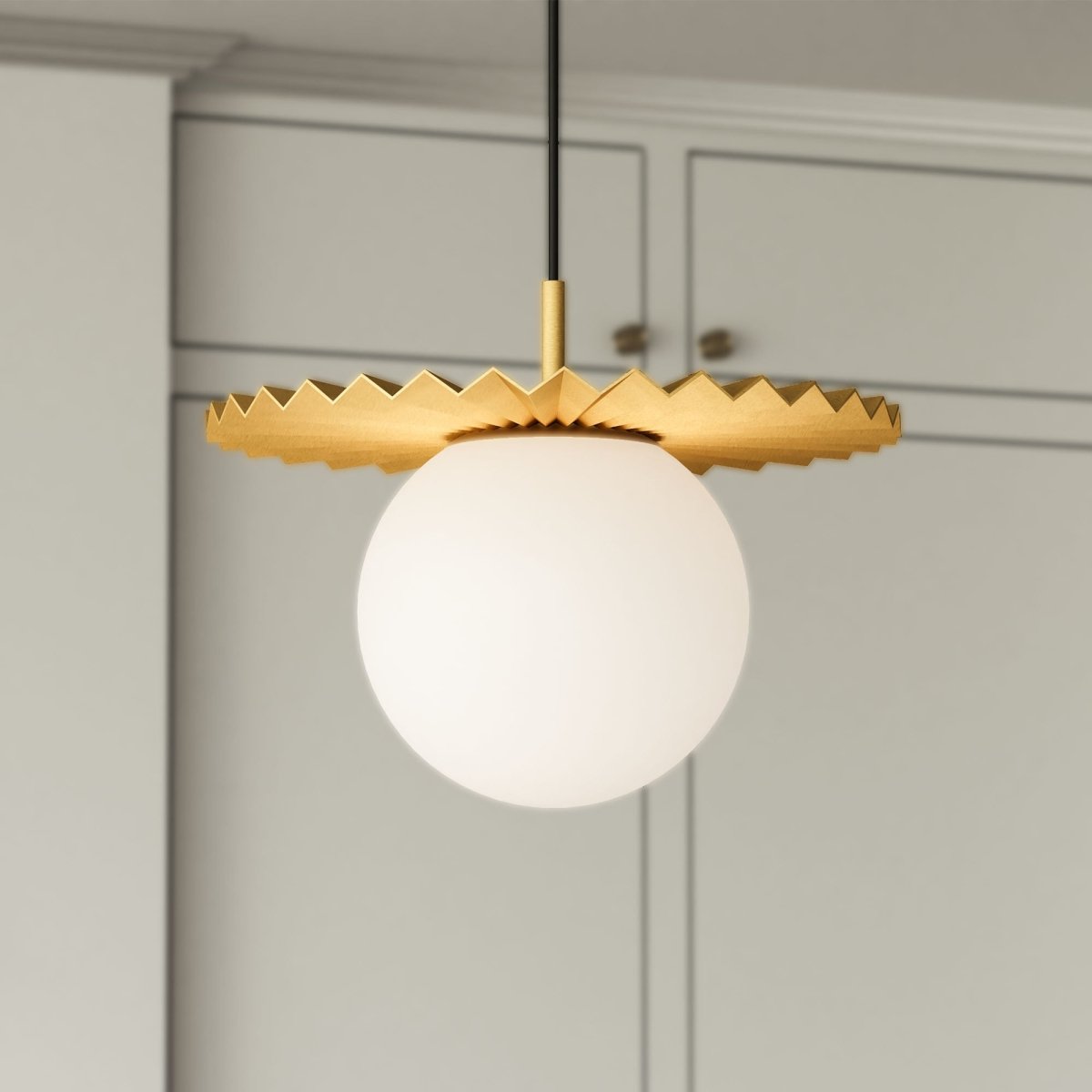 Suspension Plume - Verre mate en or / opale brossé 13 7/8" by Alora Lighting | Luminaires & cie