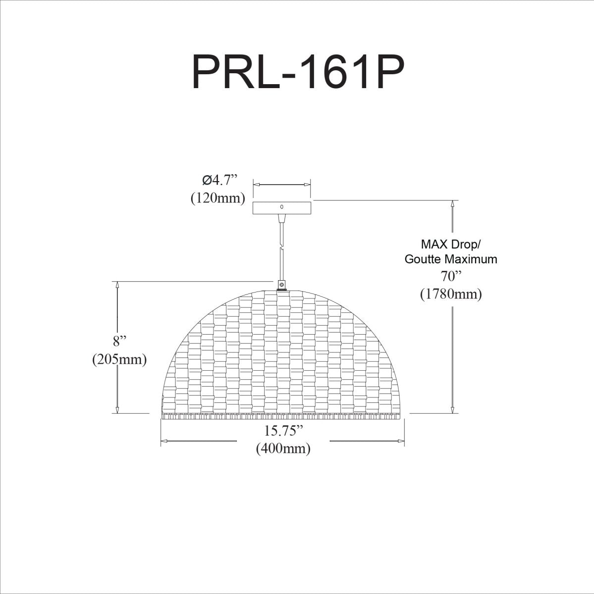 Suspension Pourel Dome - 15 3/4" by Dainolite | Luminaires & cie