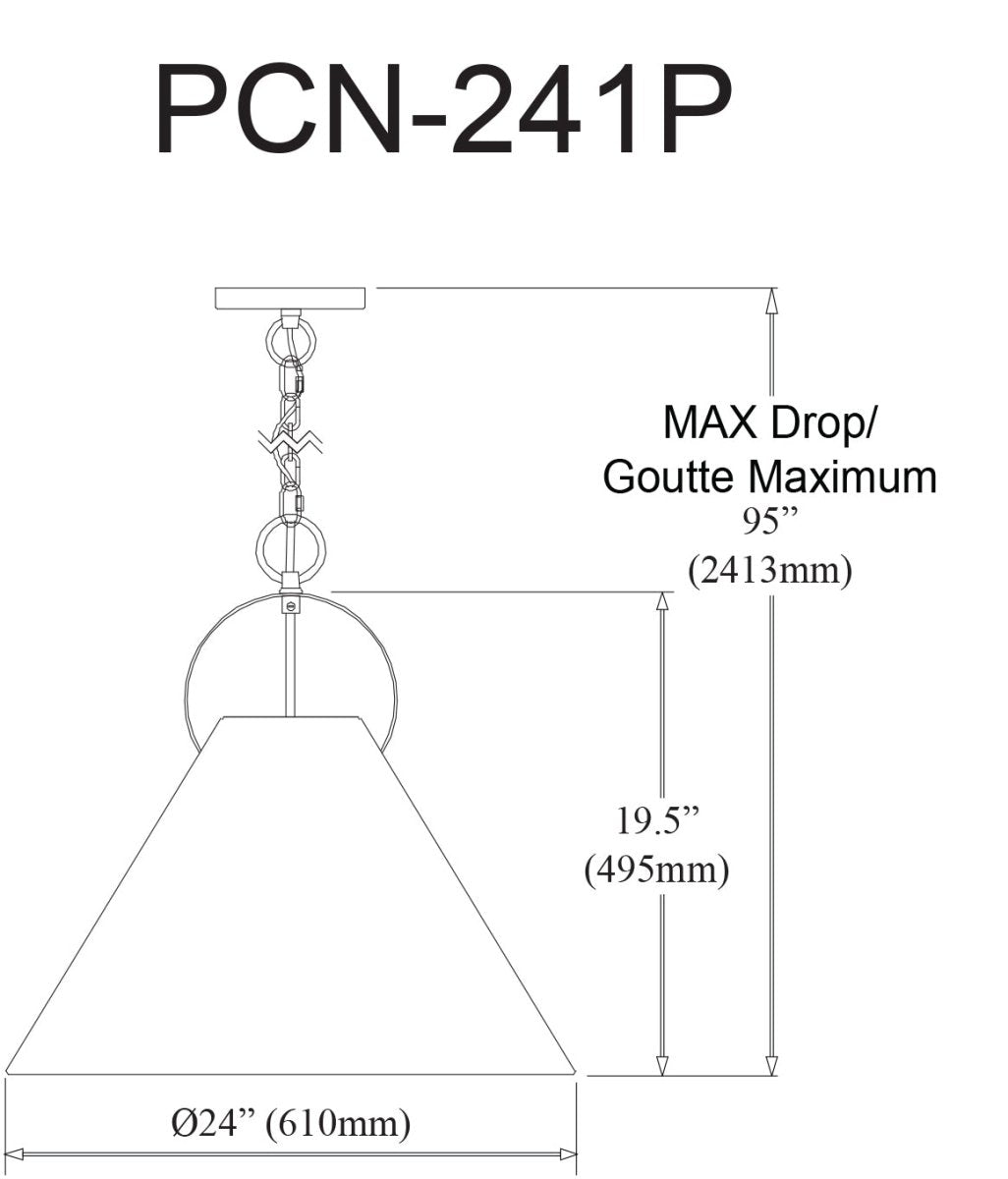 Suspension Princeton - Laiton vieilli Blanc 24" by Dainolite | Luminaires & cie