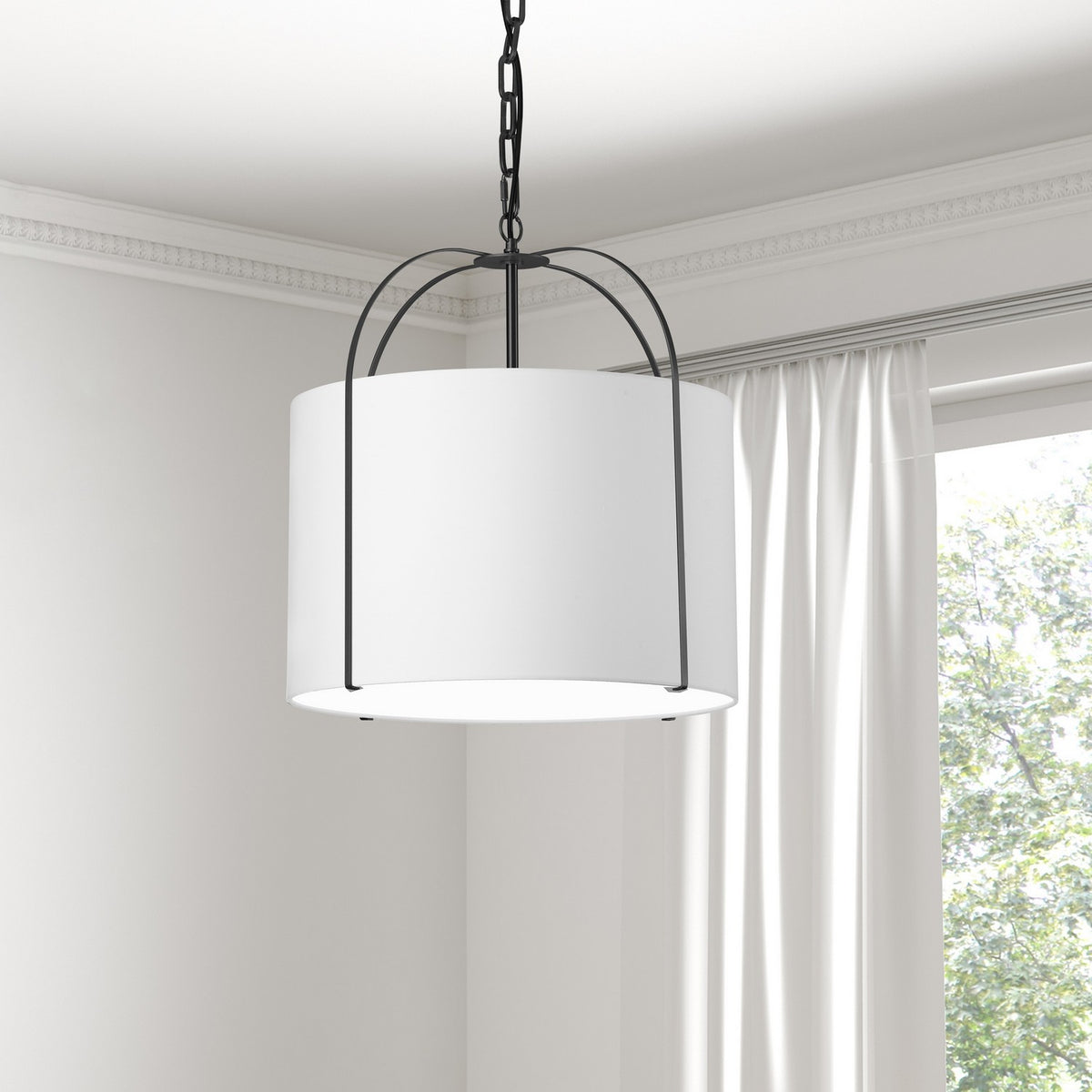 Suspension Quincy 18", Blanc / Noir mat – vue 3
