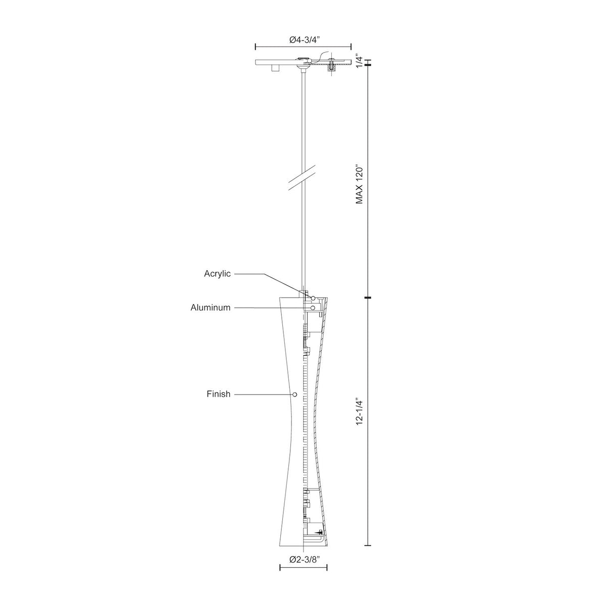 Mini-suspension Robson Nickel brossé – vue 3