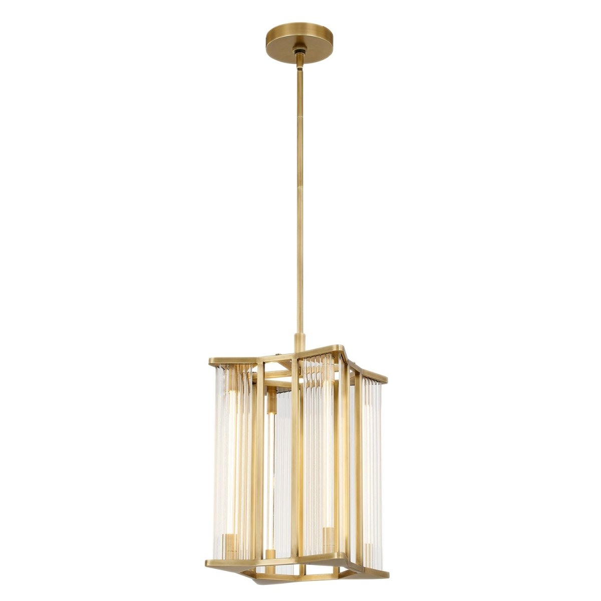 Suspension Sabre - Verre à côte / laiton vintage by Alora Lighting | Luminaires & cie