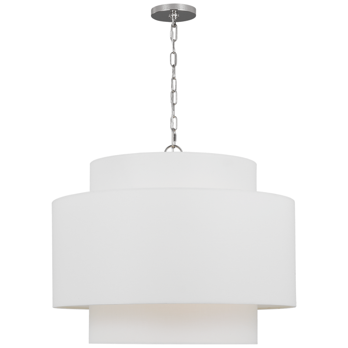 Suspension Sawyer - Nickel poli Écran de soie blanc à l'intérieur clair à l'extérieur 26" by Visual Comfort Studio | Luminaires & cie