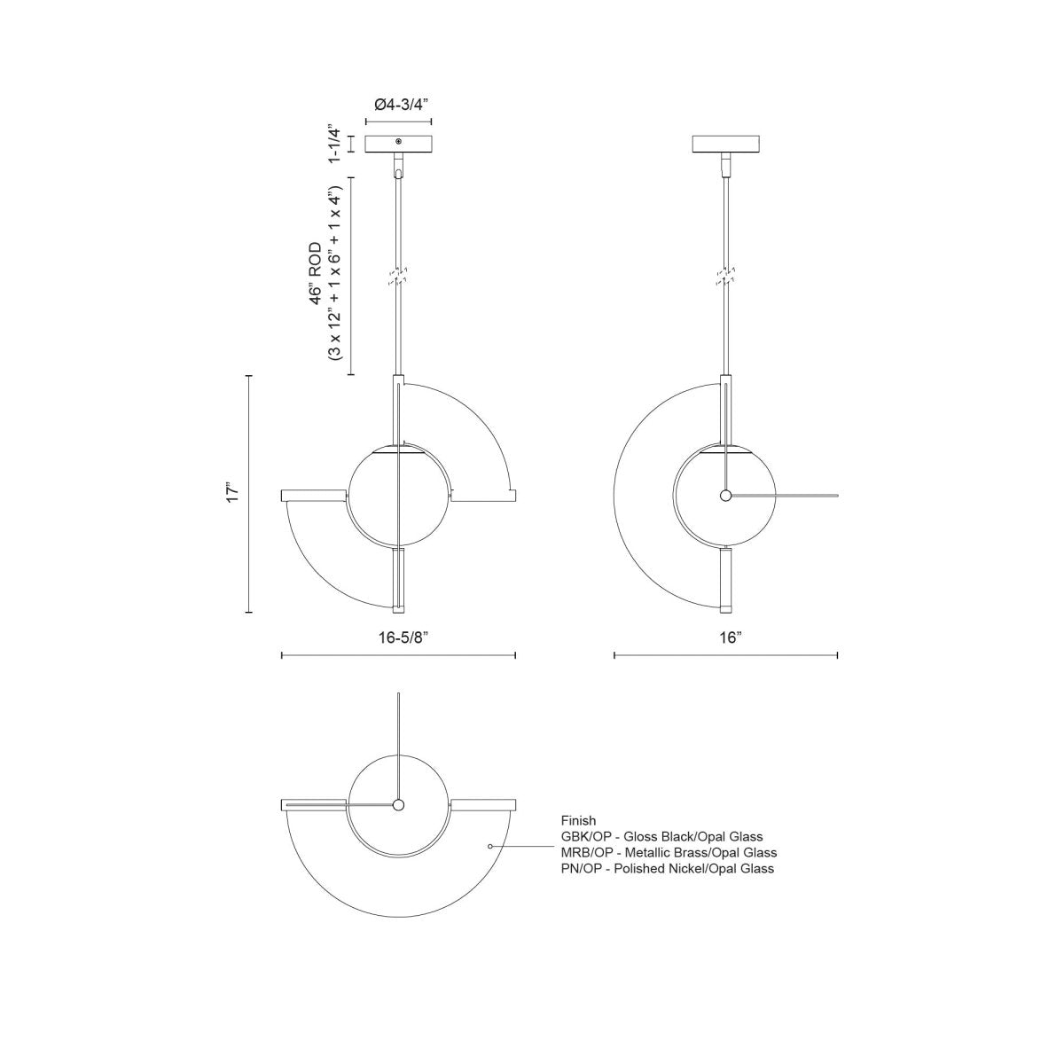Suspension Scorpio - Verre noir / opale brillant by Kuzco Lighting | Luminaires & cie
