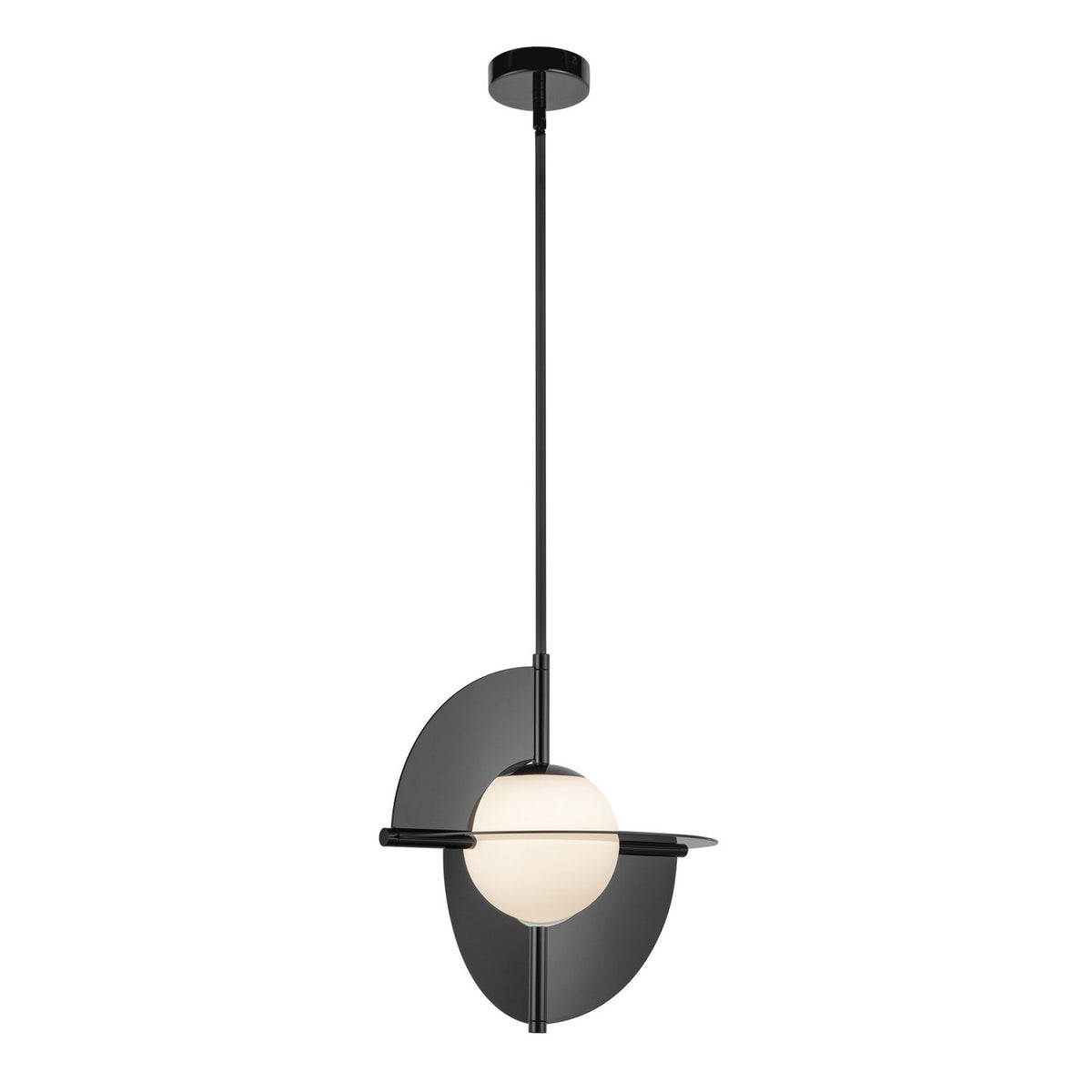 Suspension Scorpio Noir brillant / Verre opale – vue 2