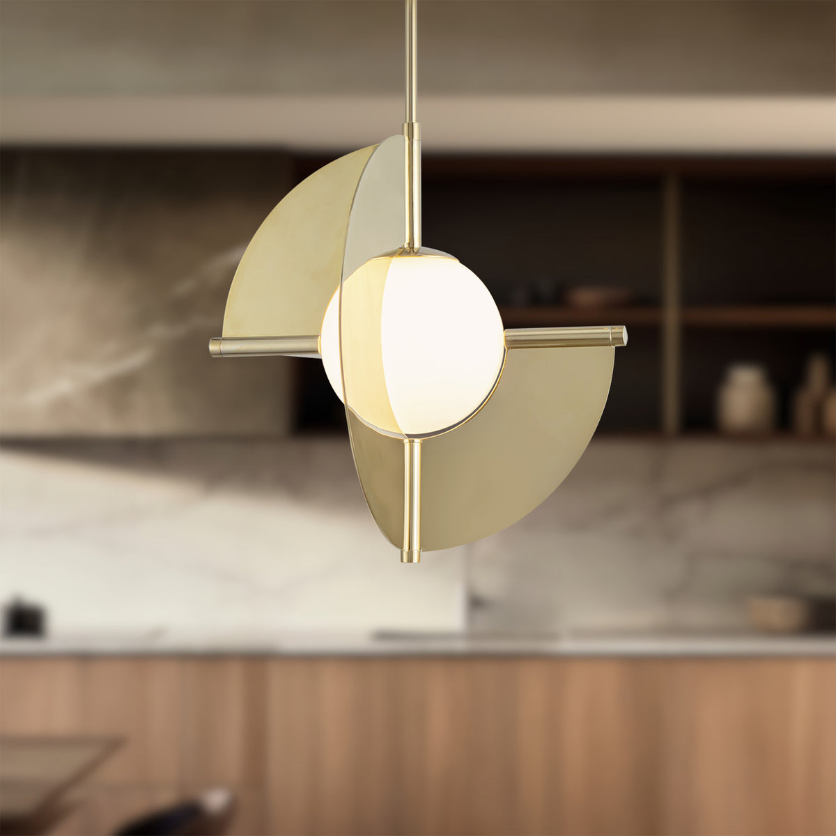 Suspension Scorpio Laiton métallisé / Verre opale – vue 5