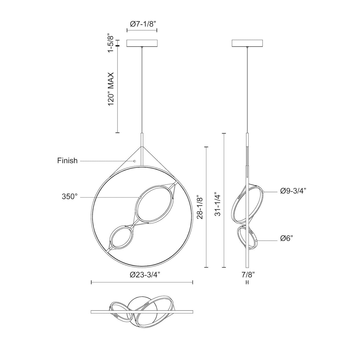 Suspension Serif 31 1/4" – vue 3