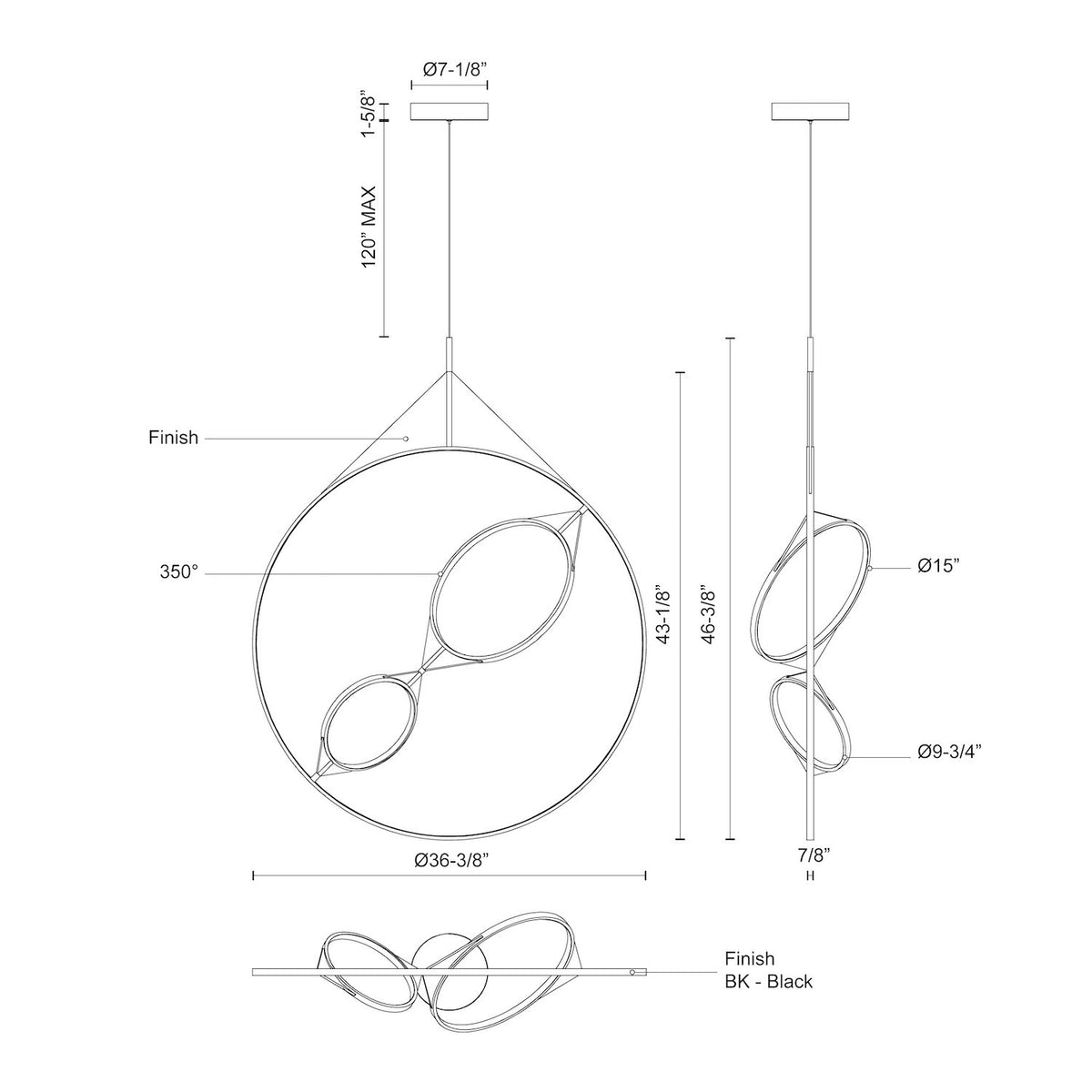 Suspension Serif 46 3/8" – vue 5