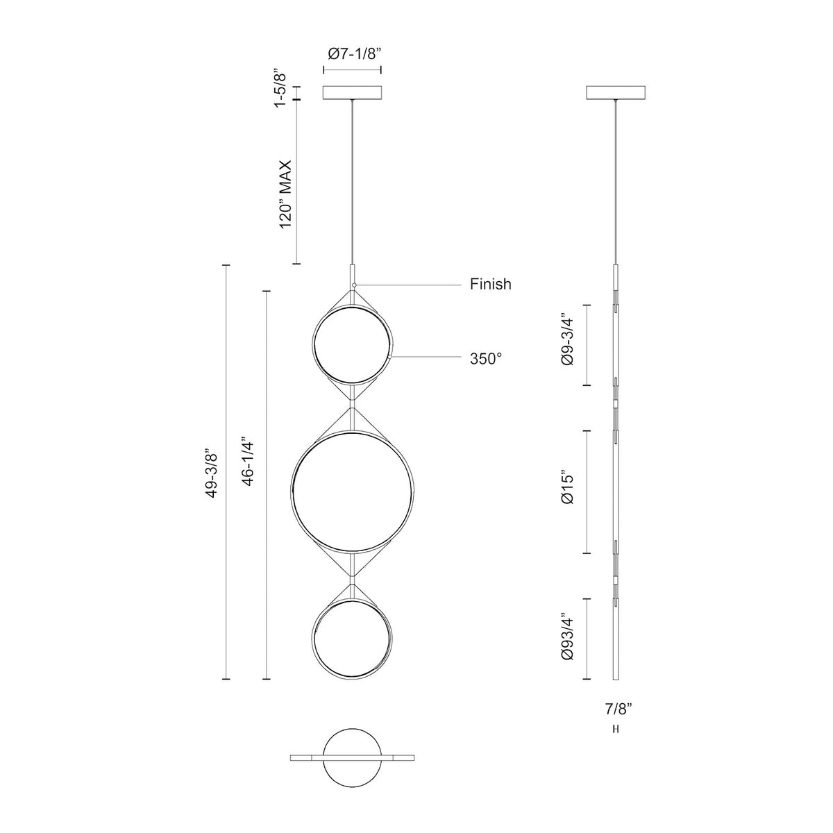 Suspension Serif 49 3/8" – vue 3