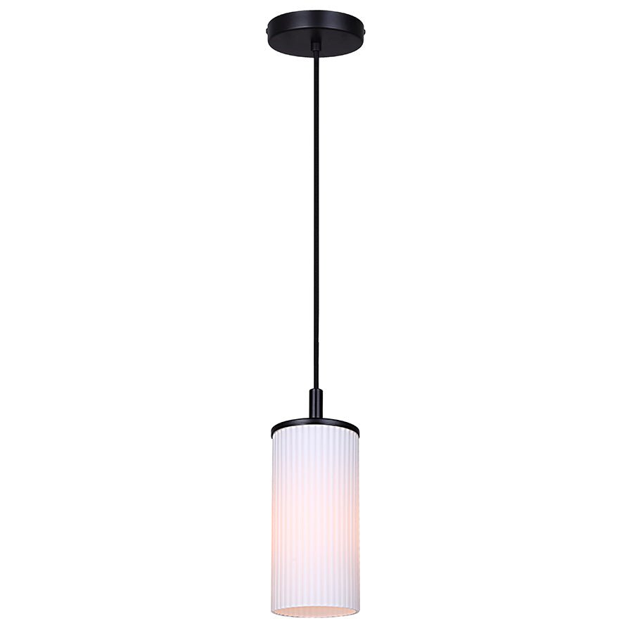 Suspension simple Kinslea - Noir mat Verre blanc by Canarm | Luminaires & cie