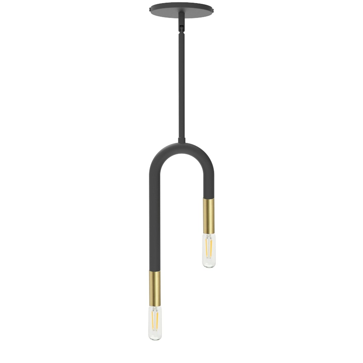 Suspension simple Wand - Noir mat et laiton vieilli 1" by Dainolite | Luminaires & cie