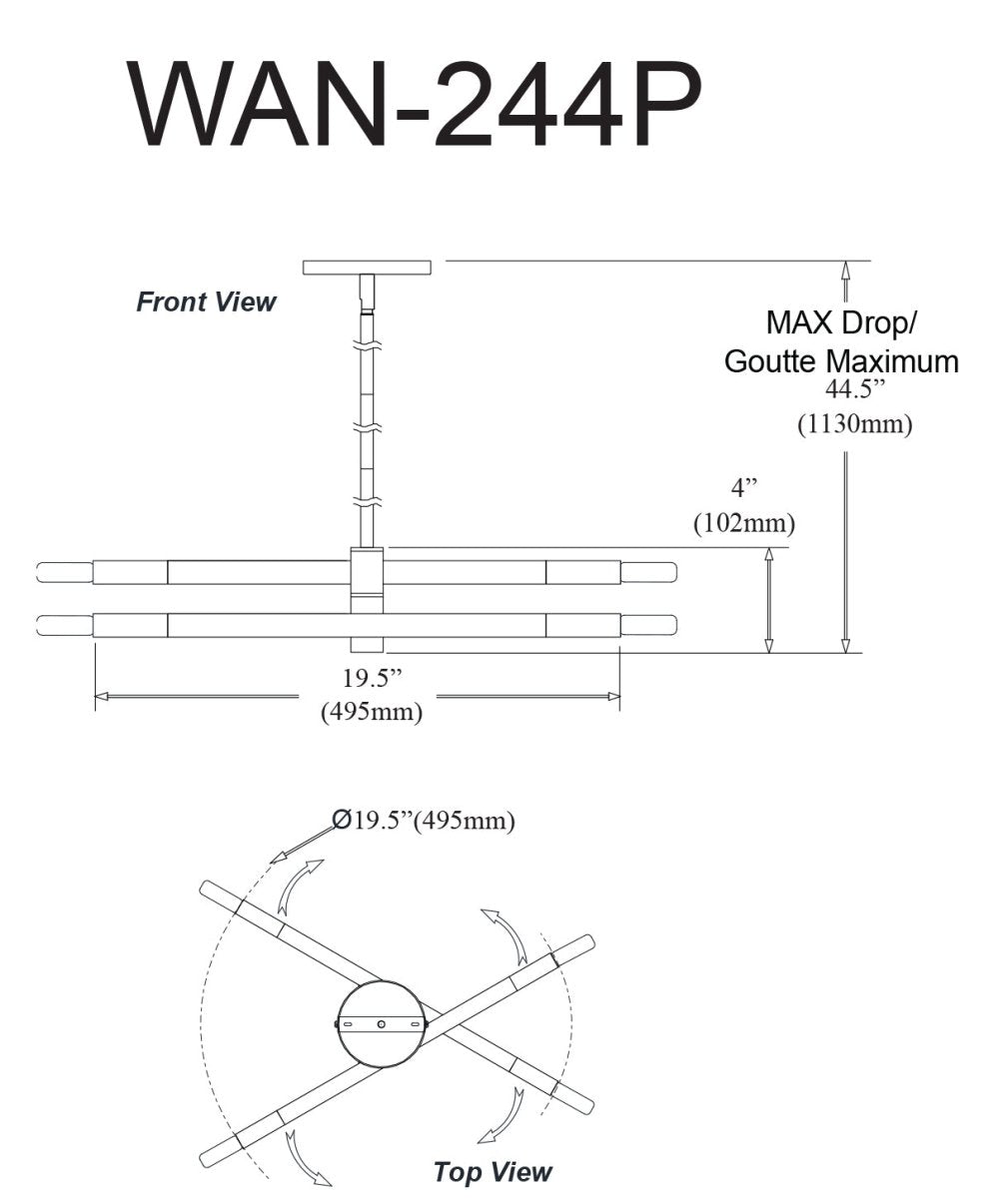 Suspension simple Wand - Noir mat 19 1/2" by Dainolite | Luminaires & cie