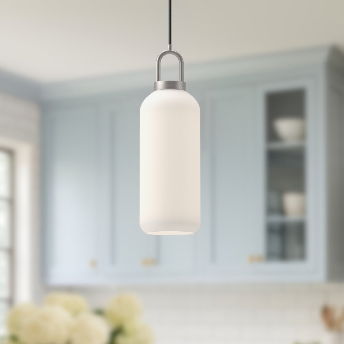 Suspension Soji - Nickel / Opale Brossed Verre 5 1/8" by Alora Lighting | Luminaires & cie