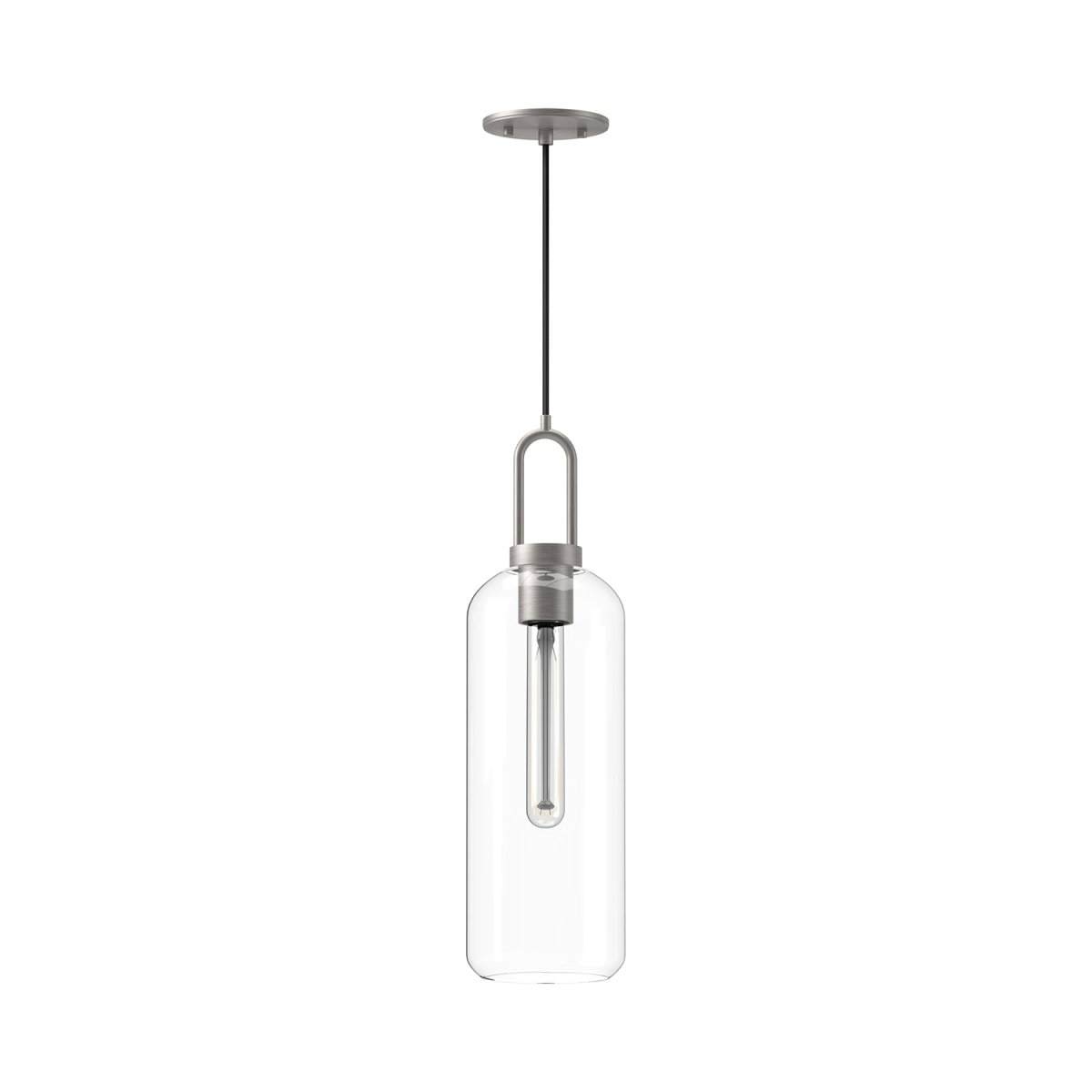 Suspension Soji - Nickel / verre transparent brossé 6" by Alora Lighting | Luminaires & cie