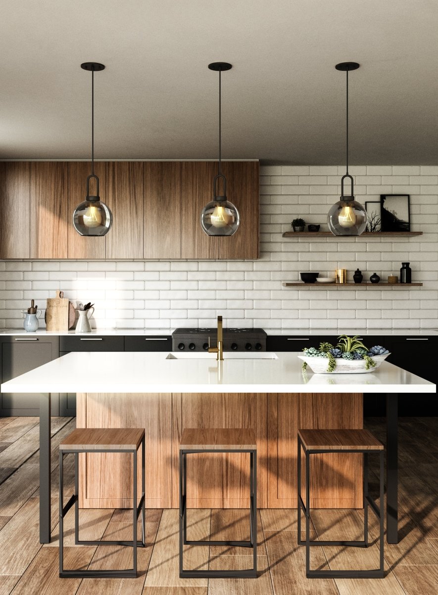 Suspension Soji - Verre massif noir / fumé 7 7/8" by Alora Lighting | Luminaires & cie