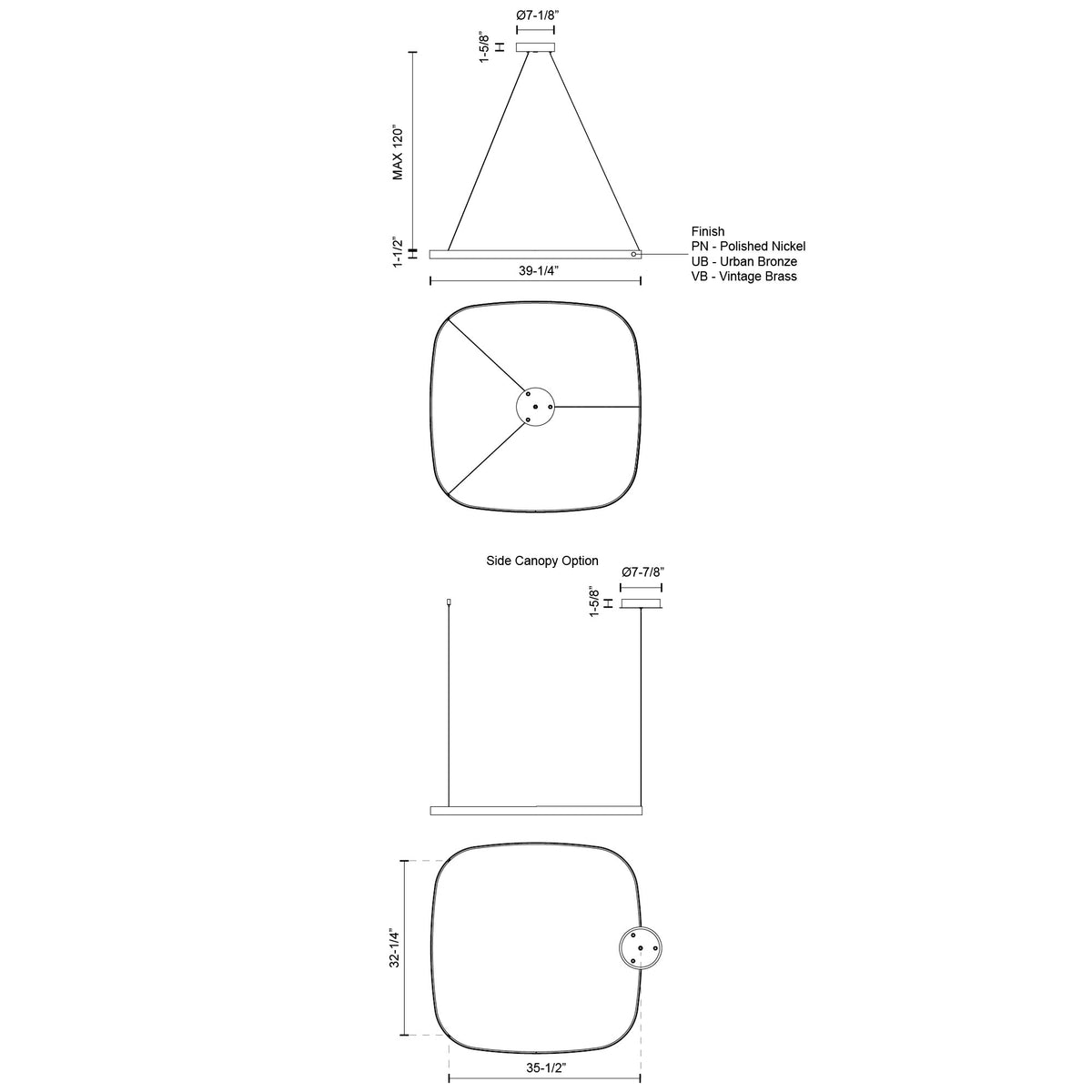 Suspension soucoupe Yukon Nickel poli – vue 2