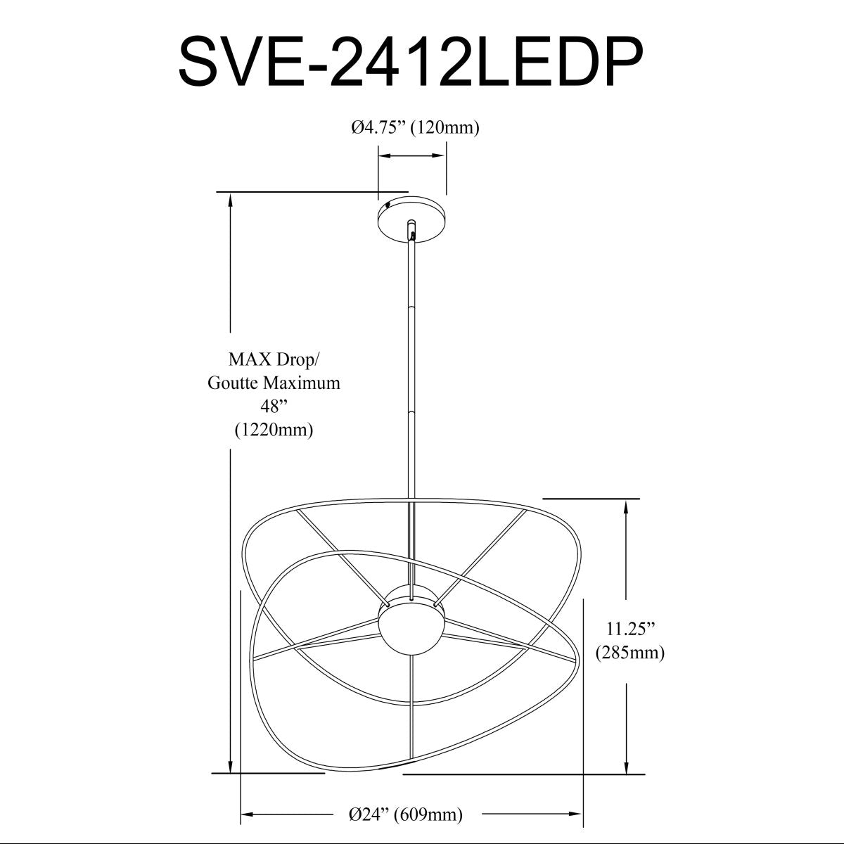 Suspension Svetlana - Montage sur tiges by Dainolite | Luminaires & cie