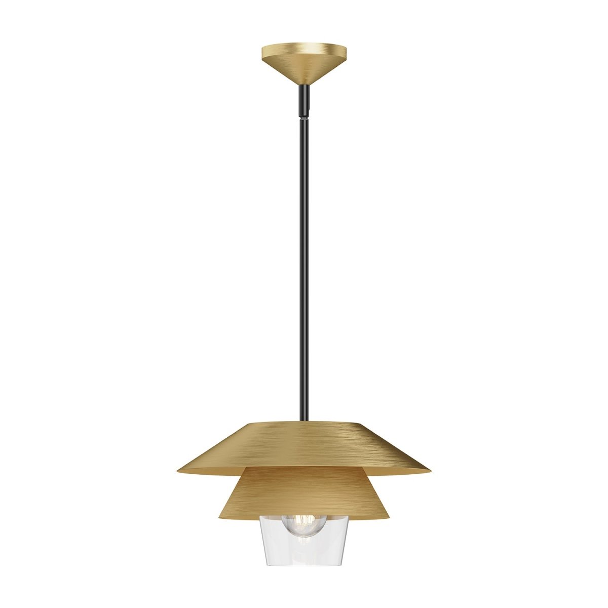 Suspension Tetsu - Gold / verre clair brossé 13 1/2" by Alora Lighting | Luminaires & cie
