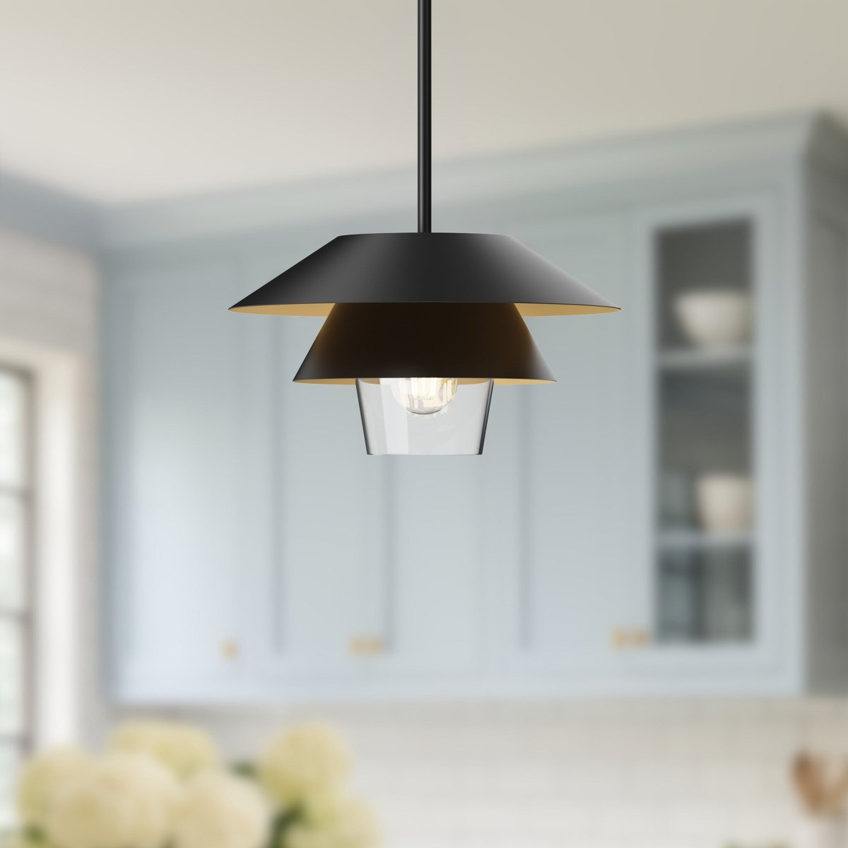 Suspension Tetsu - Verre noir / transparent 13 1/2" by Alora Lighting | Luminaires & cie