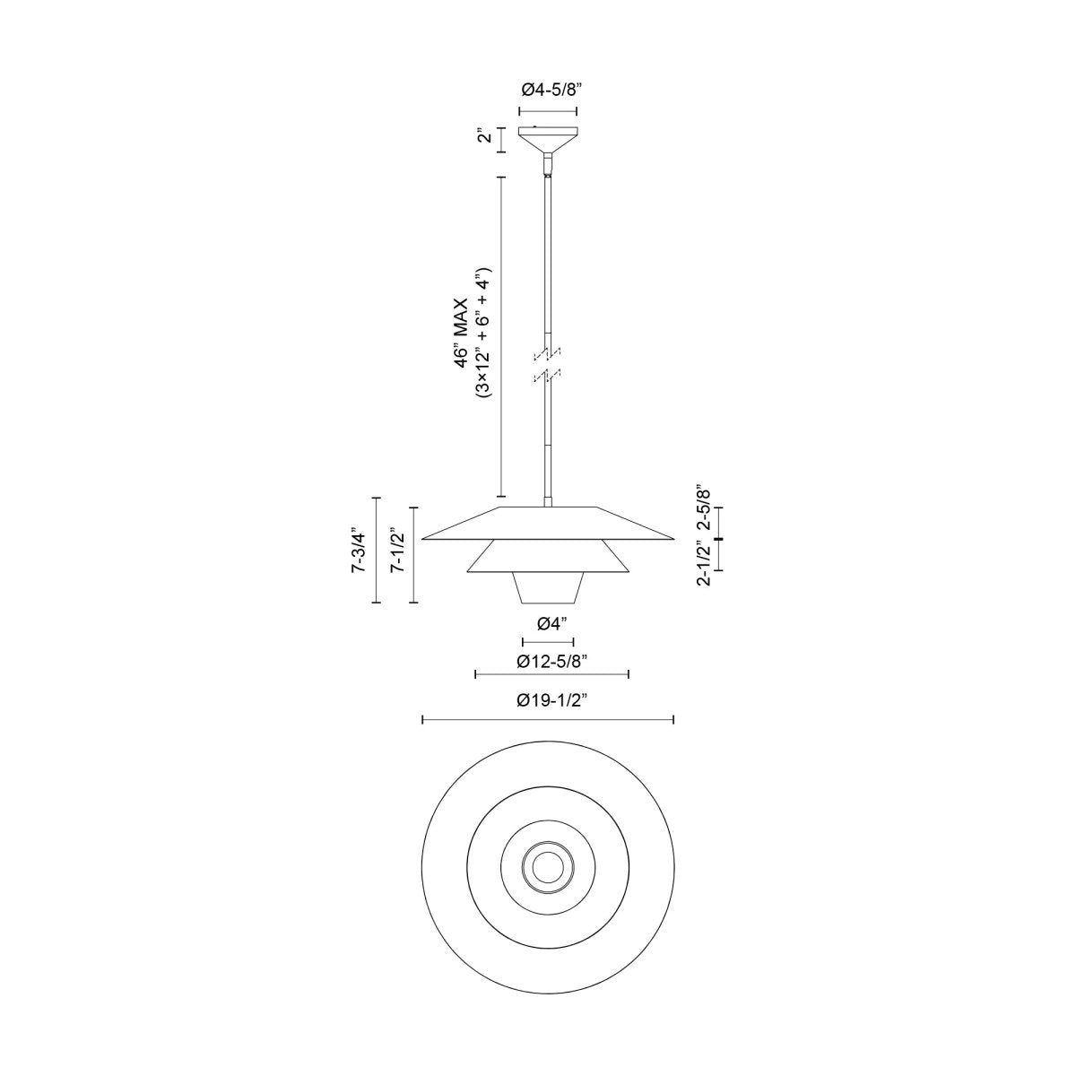 Suspension Tetsu - Gold / verre clair brossé 19 1/2" by Alora Lighting | Luminaires & cie