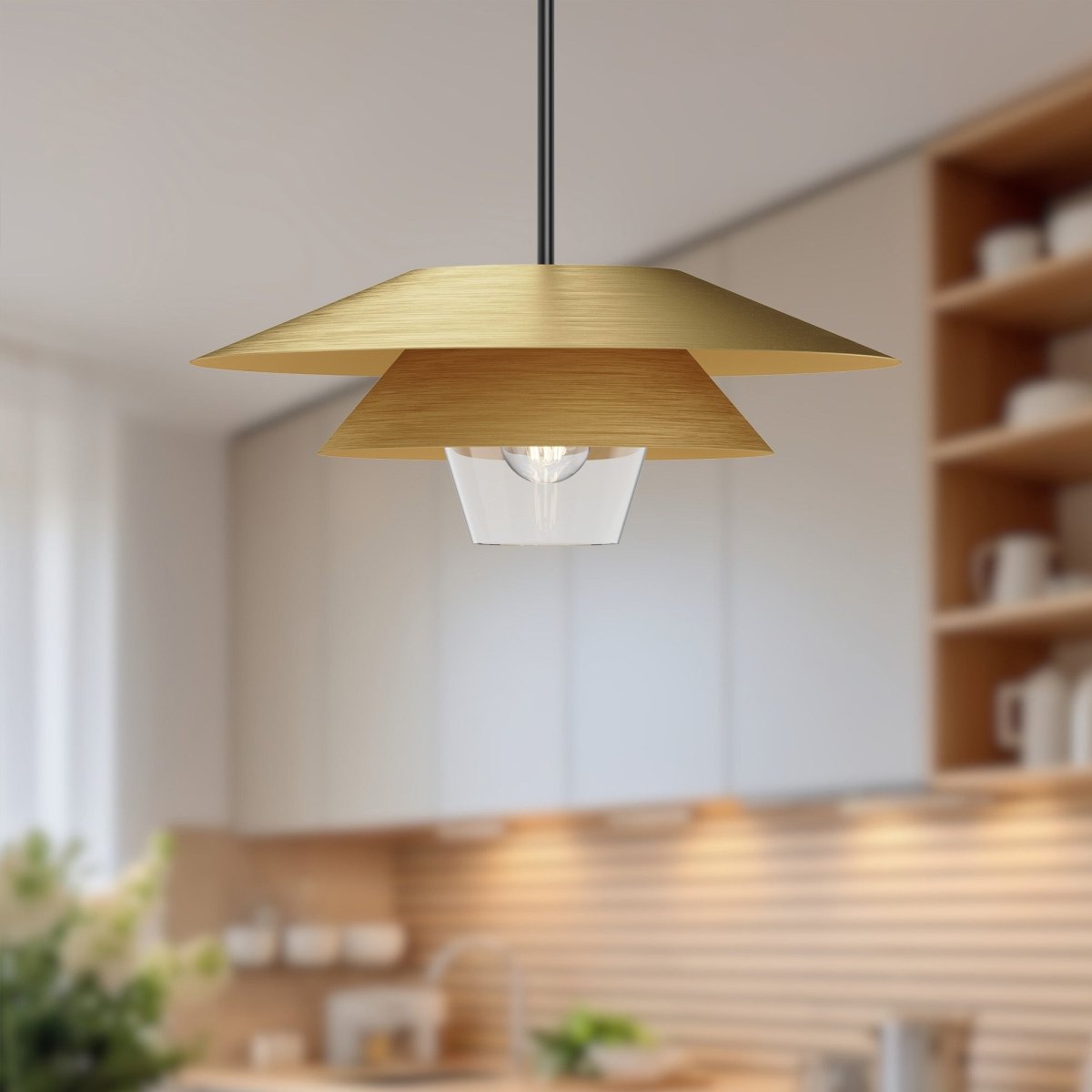 Suspension Tetsu - Gold / verre clair brossé 19 1/2" by Alora Lighting | Luminaires & cie