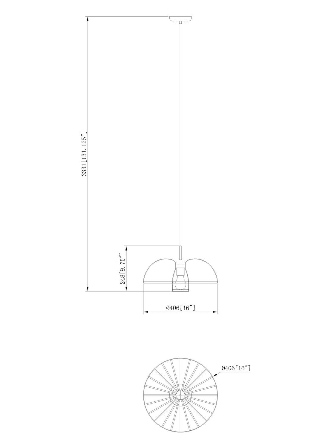 Suspension Valencia Noir mat, 16" – vue 8