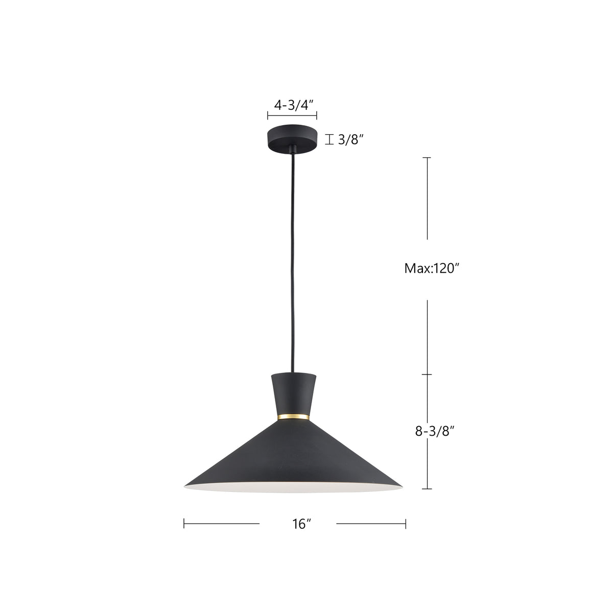 Suspension Vanderbilt Blanc / Or – vue 4