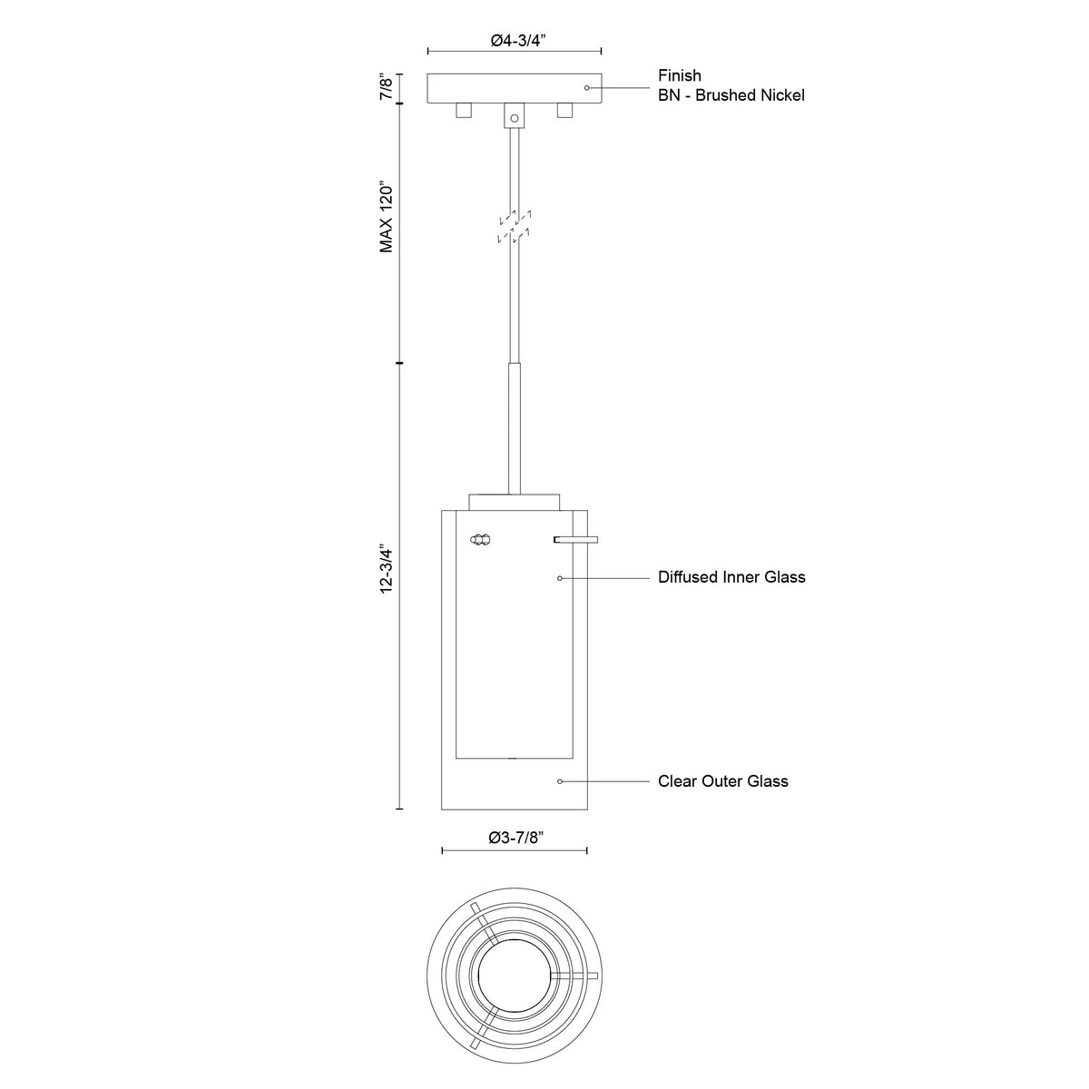 Mini-suspension Verona 3 7/8" – vue 4