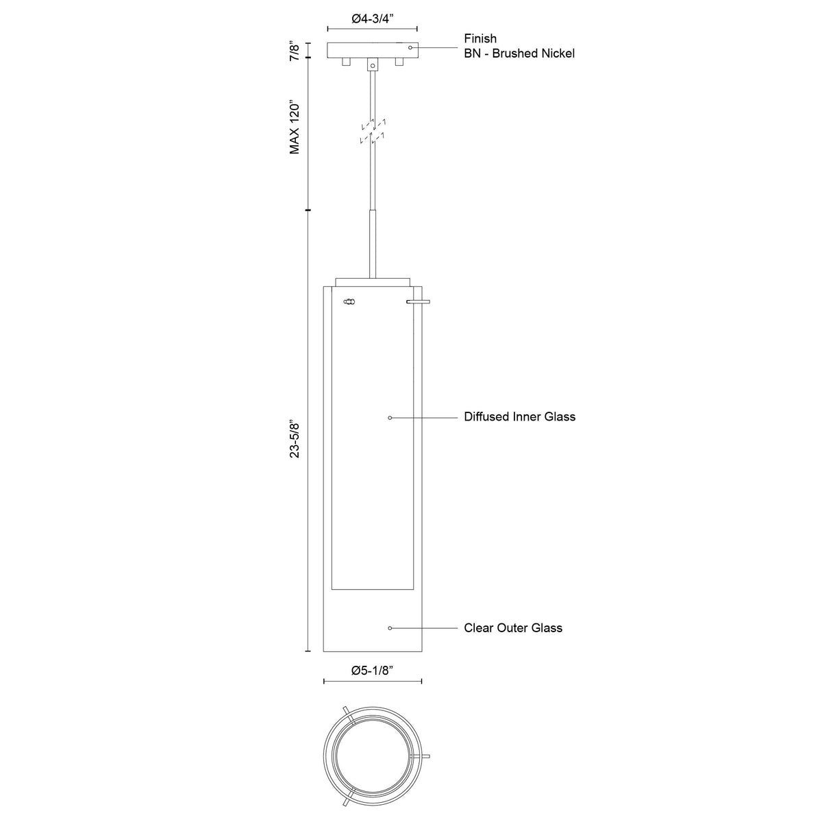 Mini-suspension Verona 5 1/8" – vue 4