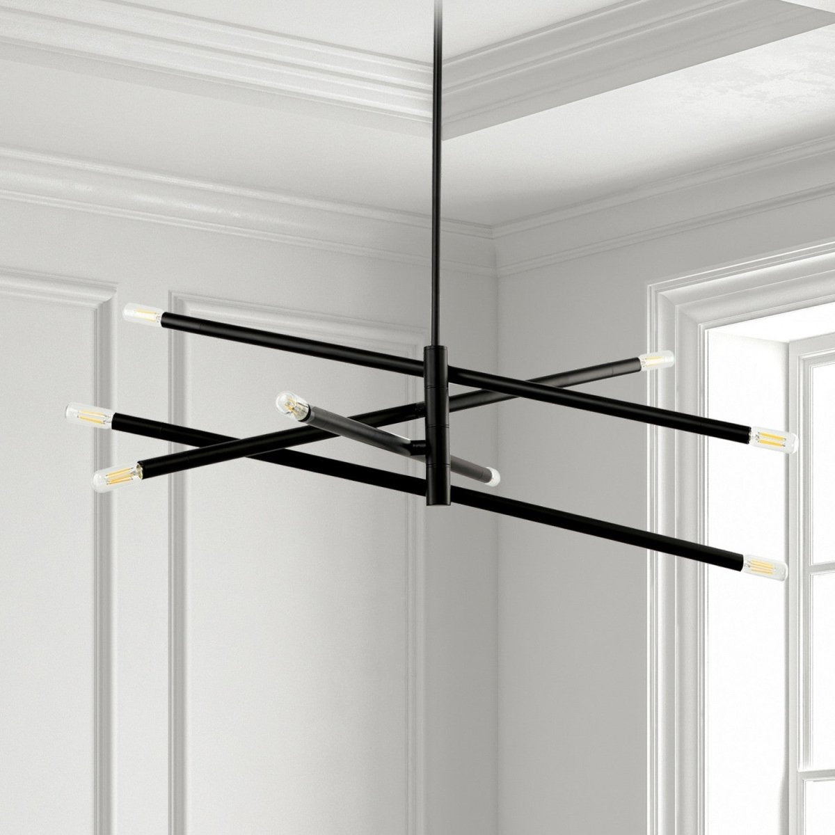 Suspension Wand - 50 Matte Black and Aged Brass by Dainolite | Luminaires & cie