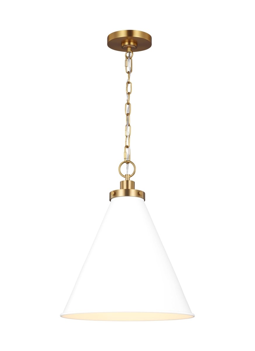 Suspension Wellfleet Cone - Matte blanc et laiton brûlé Blanc mat 15 5/8" by Visual Comfort Studio | Luminaires & cie