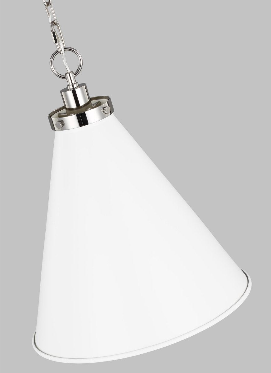 Suspension Wellfleet Cone - Nickel blanc et poli mat Blanc mat 15 5/8" by Visual Comfort Studio | Luminaires & cie