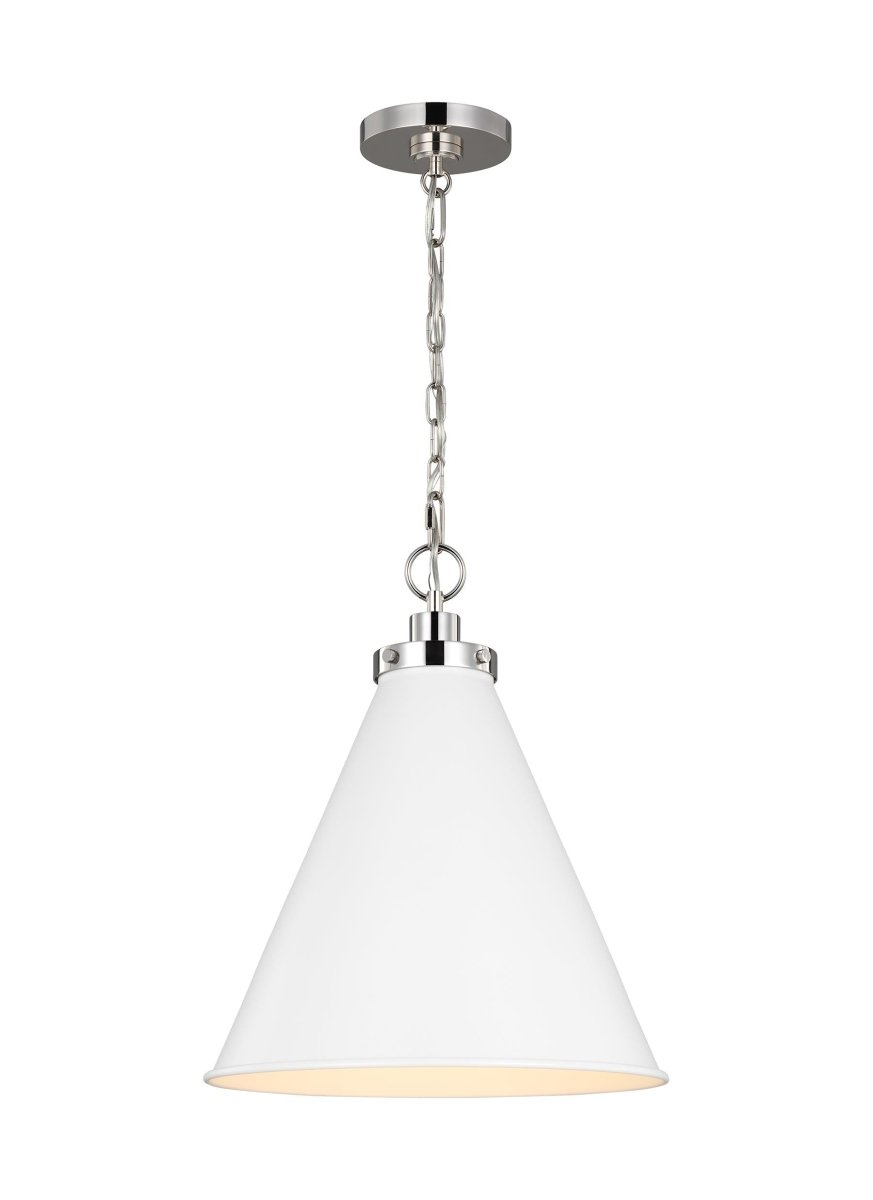 Suspension Wellfleet Cone - Nickel blanc et poli mat Blanc mat 15 5/8" by Visual Comfort Studio | Luminaires & cie
