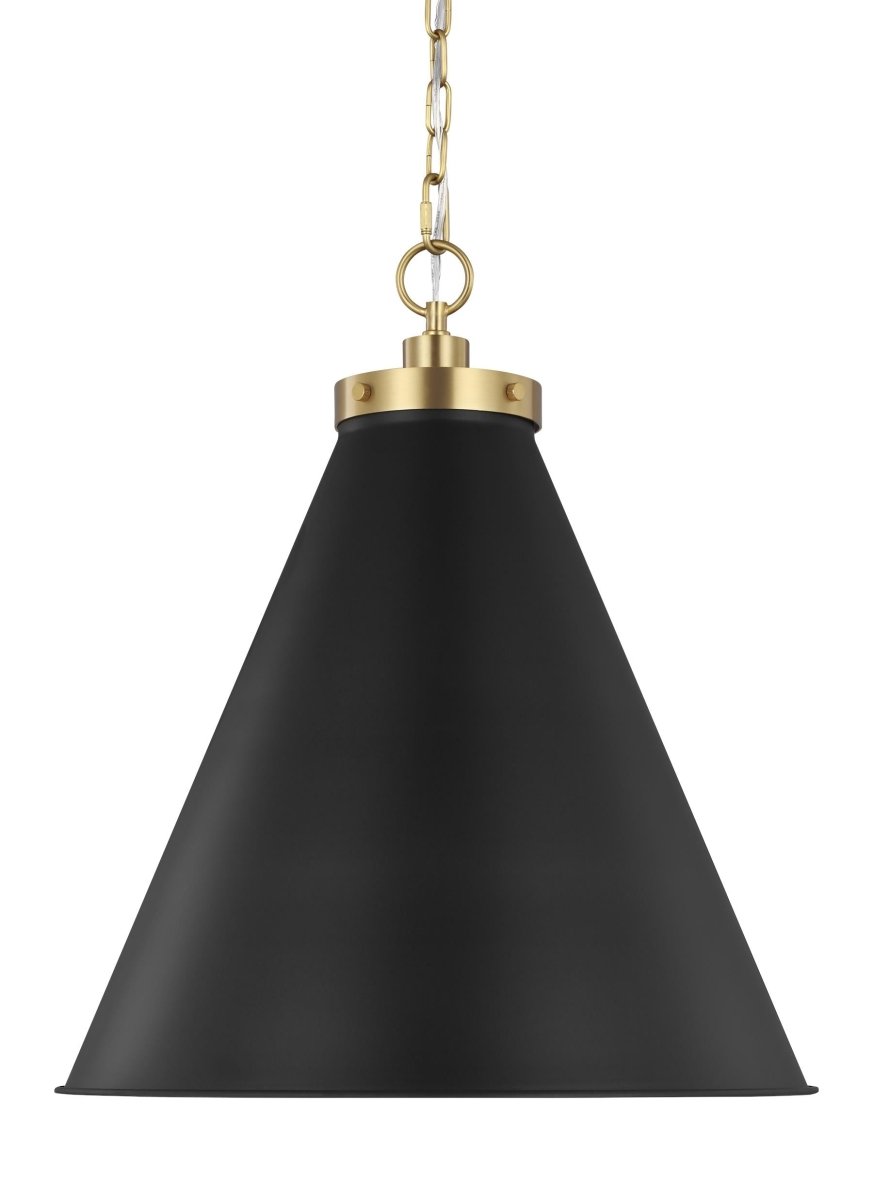 Suspension Wellfleet Cone - Noir de minuit et laiton brunis Noir de minuit 19 1/2" by Visual Comfort Studio | Luminaires & cie
