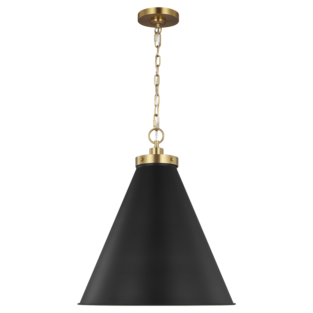 Suspension Wellfleet Cone - Noir de minuit et laiton brunis Noir de minuit 19 1/2" by Visual Comfort Studio | Luminaires & cie