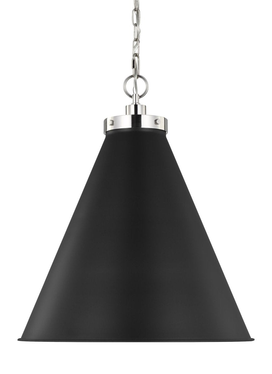 Suspension Wellfleet Cone - Nickel noir et raffiné de minuit Noir de minuit 19 1/2" by Visual Comfort Studio | Luminaires & cie