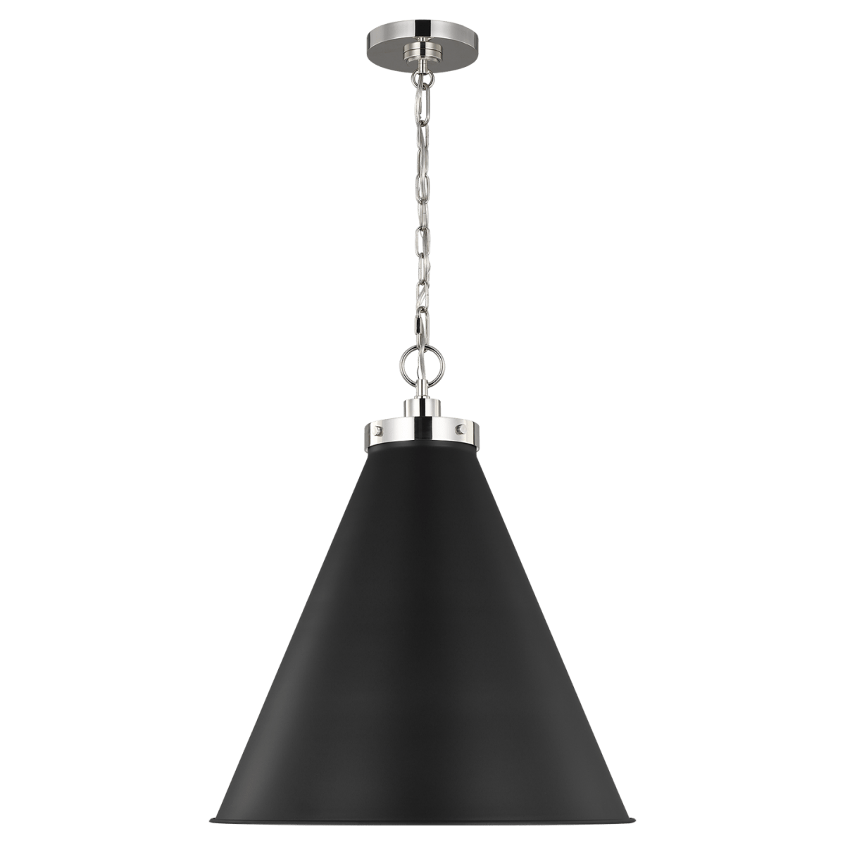 Suspension Wellfleet Cone - Nickel noir et raffiné de minuit Noir de minuit 19 1/2" by Visual Comfort Studio | Luminaires & cie