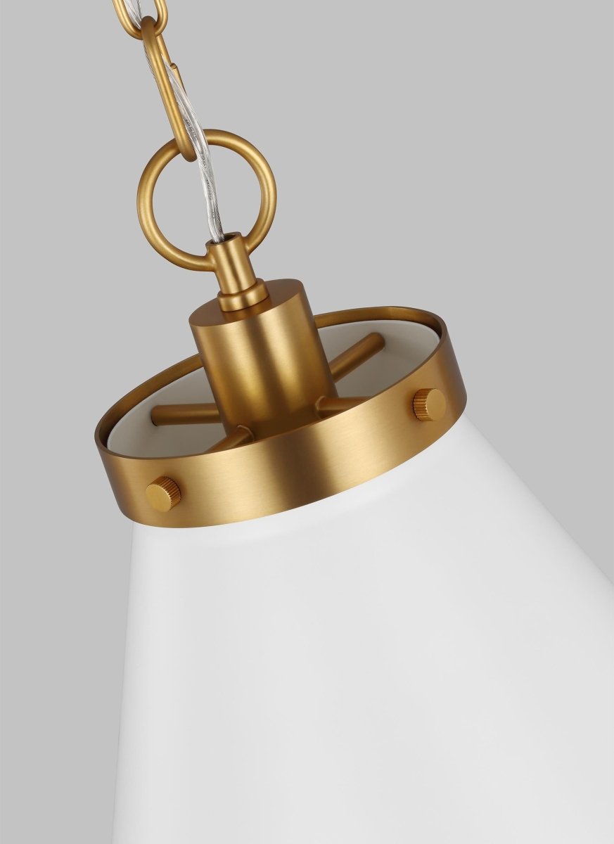 Suspension Wellfleet Cone - Matte blanc et laiton brûlé Blanc mat 19 1/2" by Visual Comfort Studio | Luminaires & cie