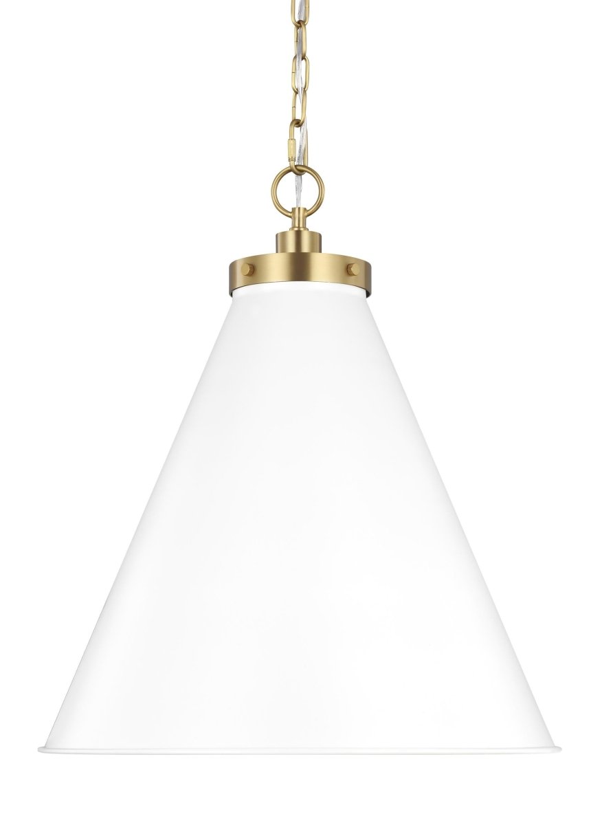 Suspension Wellfleet Cone - Matte blanc et laiton brûlé Blanc mat 19 1/2" by Visual Comfort Studio | Luminaires & cie