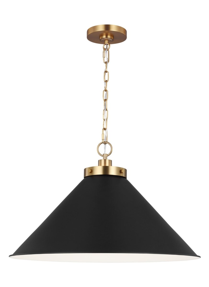 Suspension Wellfleet Cone - Noir de minuit et laiton brunis Noir de minuit 23 1/2" by Visual Comfort Studio | Luminaires & cie
