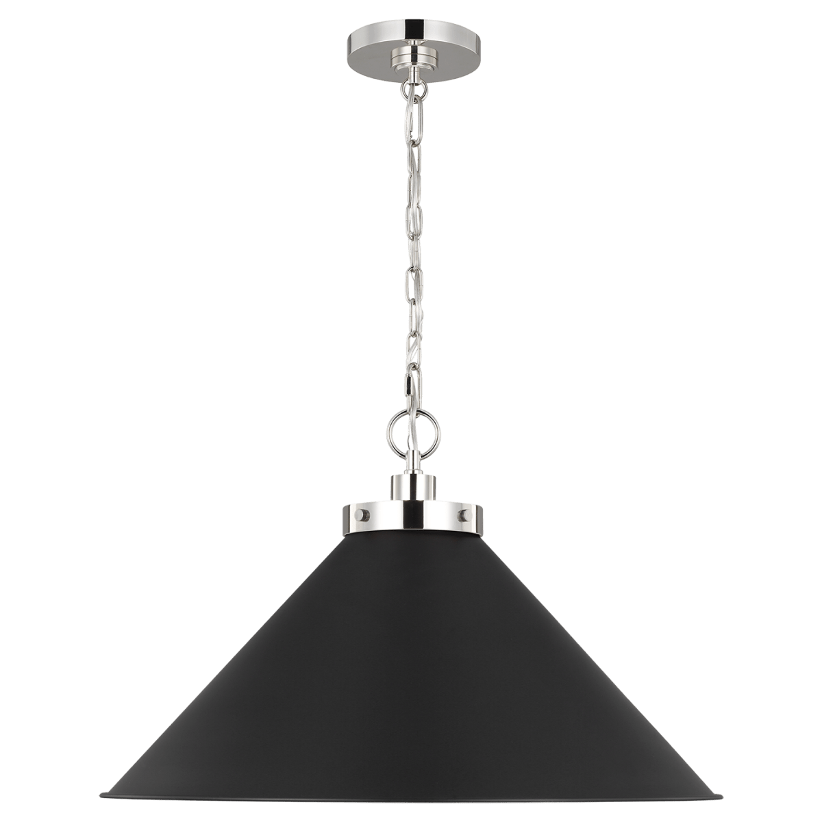 Suspension Wellfleet Cone - Nickel noir et raffiné de minuit Noir de minuit 23 1/2" by Visual Comfort Studio | Luminaires & cie