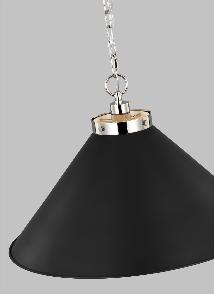 Suspension Wellfleet Cone - Nickel noir et raffiné de minuit Noir de minuit 23 1/2" by Visual Comfort Studio | Luminaires & cie