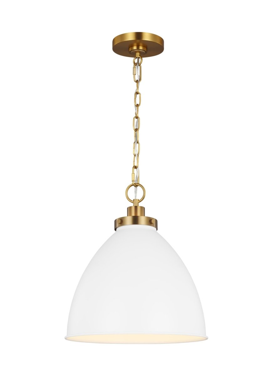 Suspension Wellfleet Dome - Matte blanc et laiton brûlé Blanc mat 15 5/8" by Visual Comfort Studio | Luminaires & cie