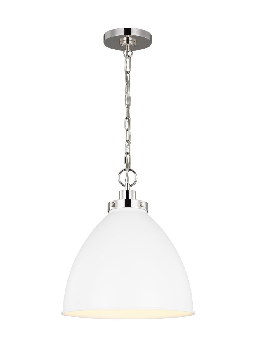Suspension Wellfleet Dome - Nickel blanc et poli mat Blanc mat 15 5/8" by Visual Comfort Studio | Luminaires & cie