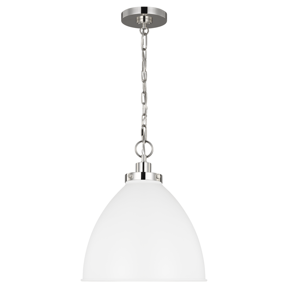 Suspension Wellfleet Dome - Nickel blanc et poli mat Blanc mat 15 5/8" by Visual Comfort Studio | Luminaires & cie