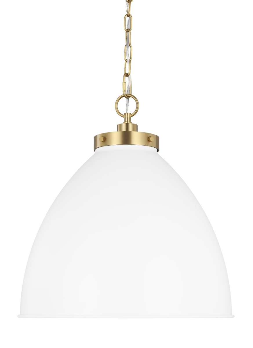 Suspension Wellfleet Dome - Matte blanc et laiton brûlé Blanc mat 17 1/2" by Visual Comfort Studio | Luminaires & cie
